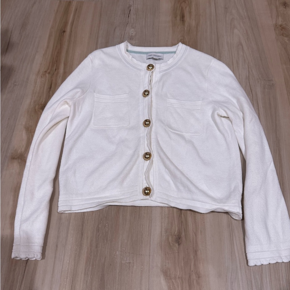 White Cardigan with Gold Buttons